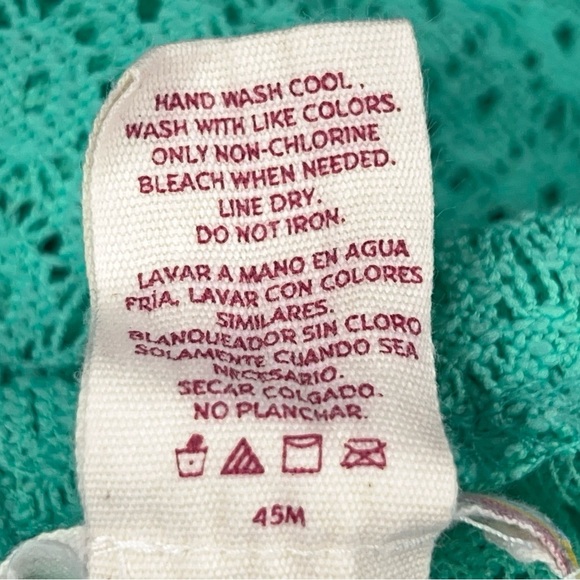 Juniors XL OP Teal Green Lace Strapless Dress Ruffle Swim Cover Vacation Beach - Picture 14 of 15